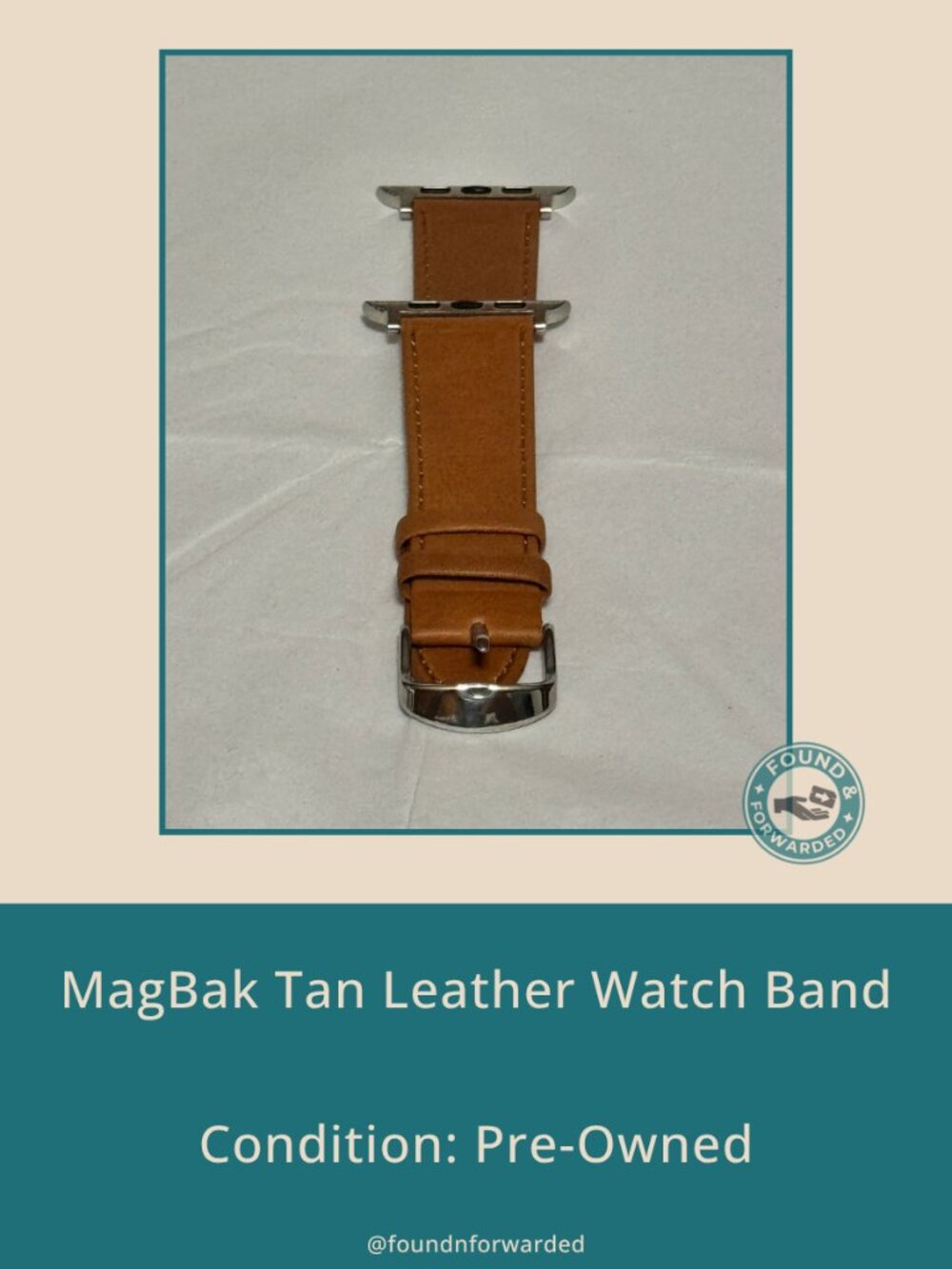MagBak Saffiano Leather Apple Watch Band 42-45mm Large Tan